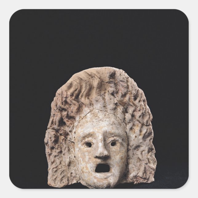 Tragic mask square sticker (Front)