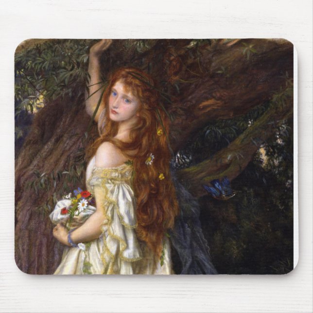 Tragic Ophelia by Arthur Hughes Pre-Raphaelite Art Mouse Mat (Front)