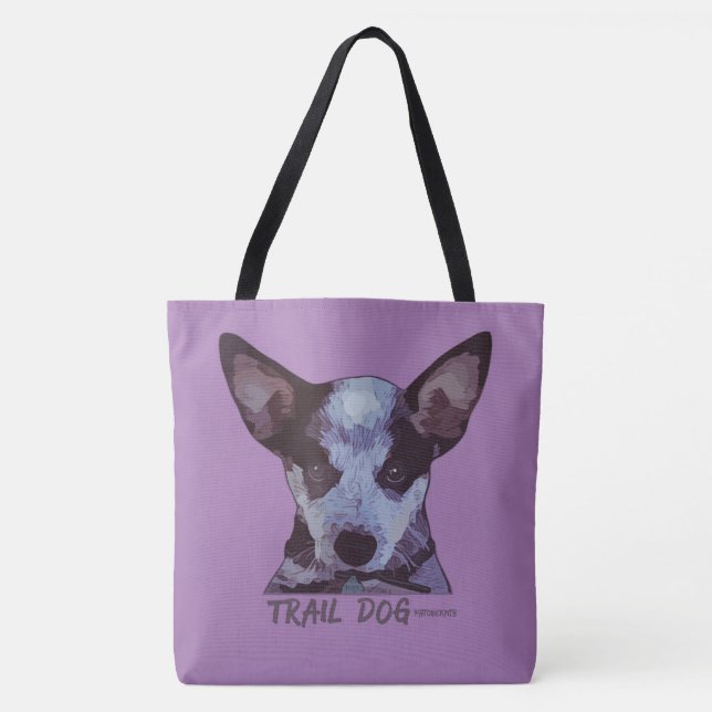 Trail Dog Plus Bike Equals Love Tote Bag (Front)