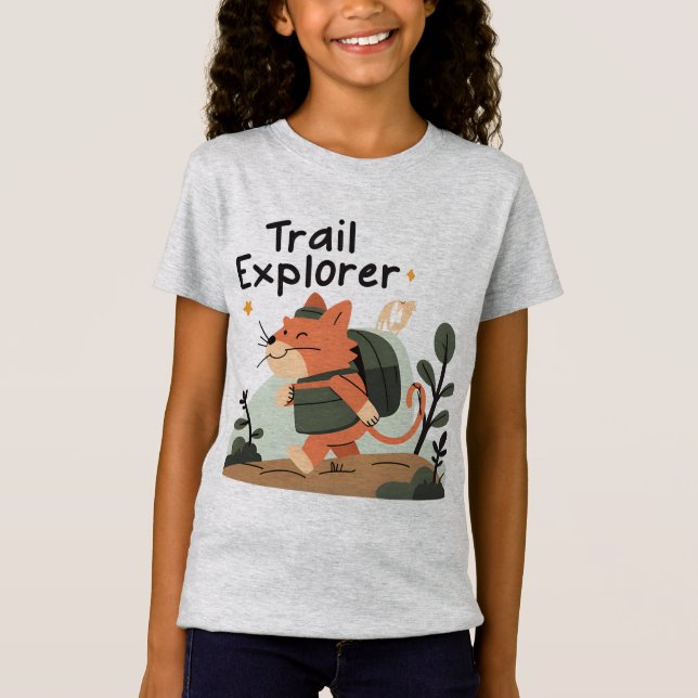 Trail Explorer Cat – Kids Adventure Tee (Front)