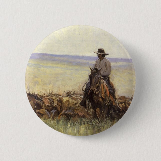 Trail Herd to Wyoming by WHD Koerner 6 Cm Round Badge (Front)