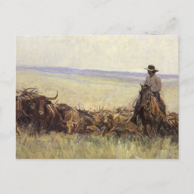 Trail Herd to Wyoming by WHD Koerner Postcard (Front)