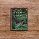 Trail into the Forest John Muir Quote Plaque<br><div class="desc">Wood wall plaque that features the photo image of a hiking trail with wooden bridge crossing leading into a deep forest along with an inspiring quote by naturalist John Muir that reads, "And into the forest I go to lose my mind and find my soul." Select your wall plaque size....</div>