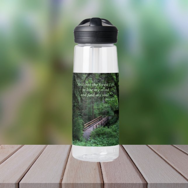 Trail into the Forest John Muir Quote Water Bottle (In Situ Outside)