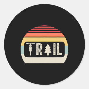 Trail Mountain Biking Retro Sunset Classic Round Sticker
