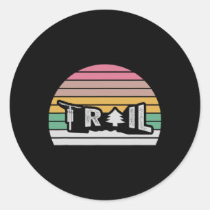 Trail Retro Mountain Biking Outdoor Vibes  Classic Round Sticker