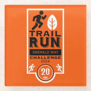 Trail Runner Race Competition Glass Coaster