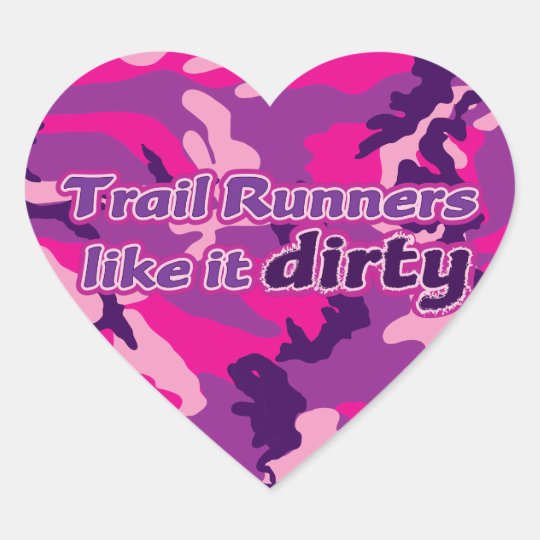 Trail Runners Like it Dirty - Pink Camo Heart Sticker