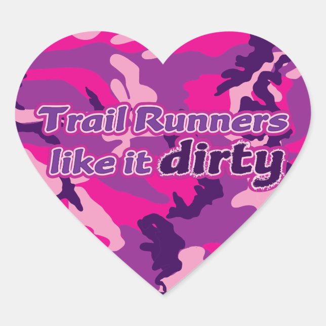 Trail Runners Like it Dirty - Pink Camo Heart Sticker (Front)