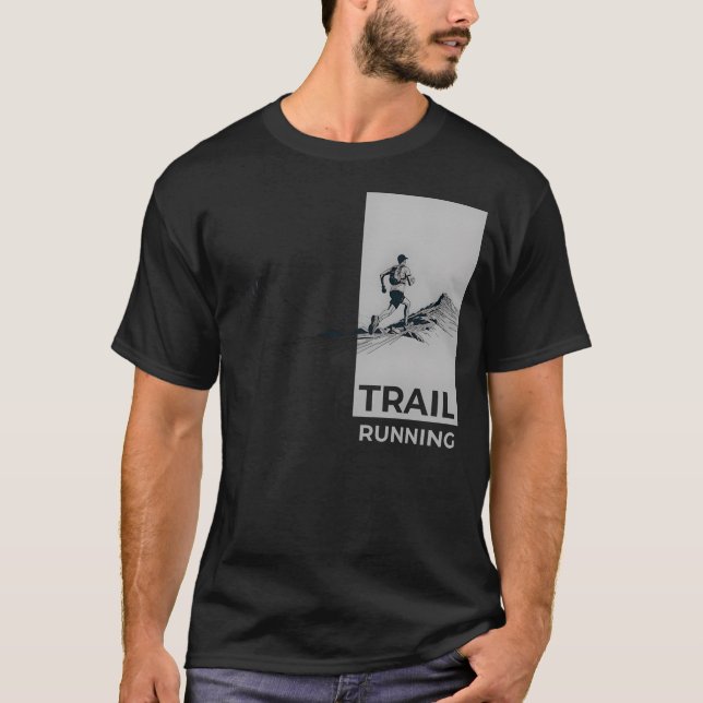 Trail Running Draw Minimalist Runner Mountains T-Shirt (Front)