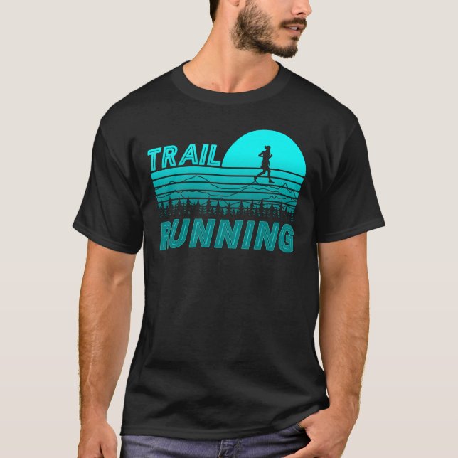 Trail running in blue sunset with forest T-Shirt (Front)