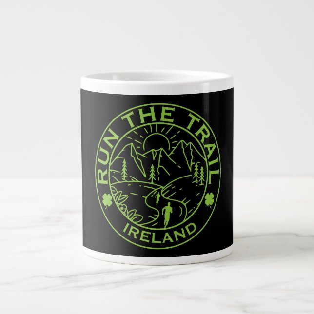Trail Running Ireland Large Coffee Mug (Front)