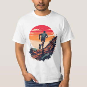 Trail Running Sunset Mountain Runner Graphic Art T-Shirt