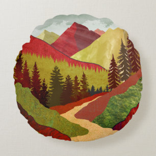 Trail To The Sky Round Cushion