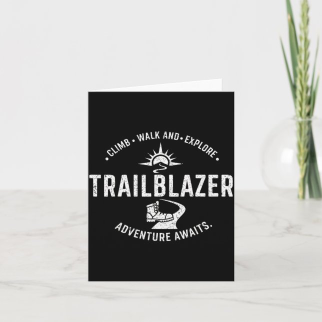 Trailblazer Adventure Awaits Hiking Climb Explore  Card (Front)