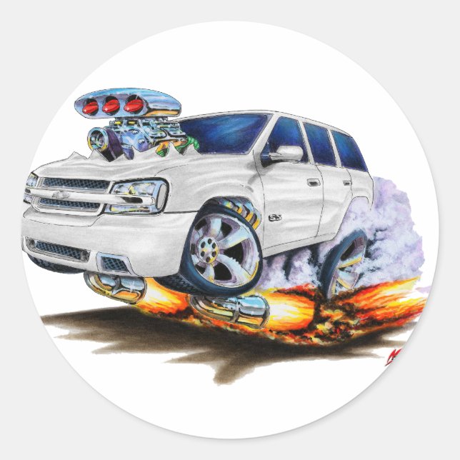 Trailblazer SS White Truck Classic Round Sticker (Front)