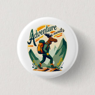 Trailblazing Moose: Adventure Awaits 3 Cm Round Badge