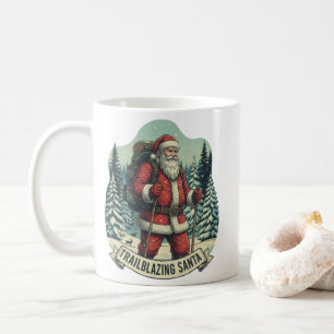 Trailblazing Santa Hiking Adventure Design Coffee Mug