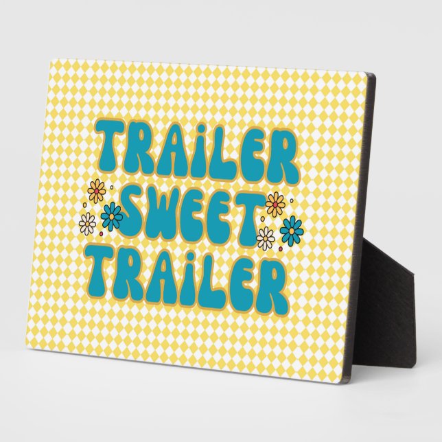 Trailer Sweet Trailer Yellow Harlequin Tabletop Plaque (Side)