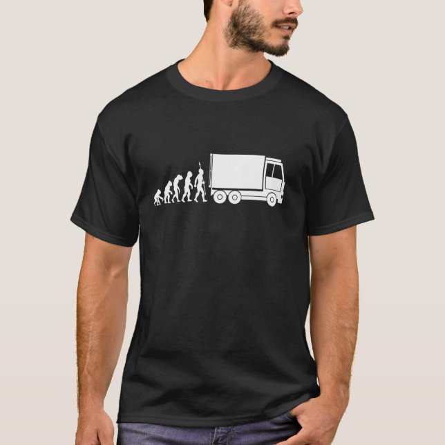 Trailer Truck Driver Trucker Logistics Evolution F T-Shirt (Front)