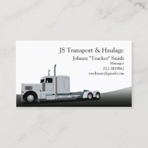 Trailer Truck Haulage Black Business Card