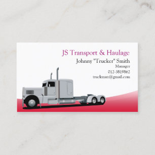 Trailer Truck Haulage Red Business Card