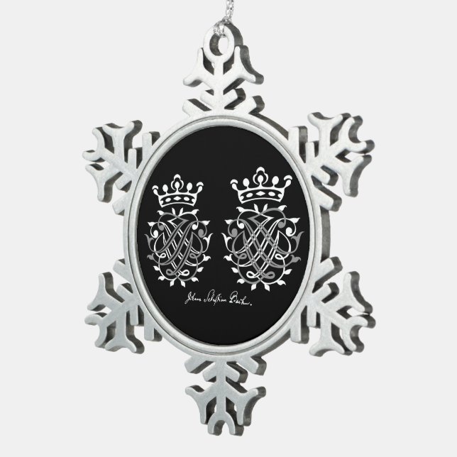 trailer with Johann Sebastian Bach Siegel Snowflake Pewter Christmas Ornament (Right)