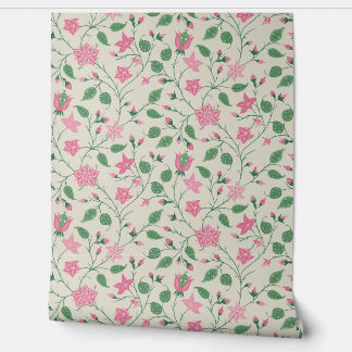 Trailing Floral - Paisley - Bright Pink And Green  Wallpaper