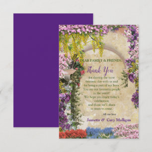Trailing flowers over an archway RSVP card