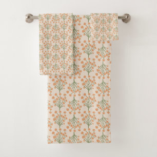 Trailing Meadow Vines   Soft Botanical Apricot Bath Towel Set