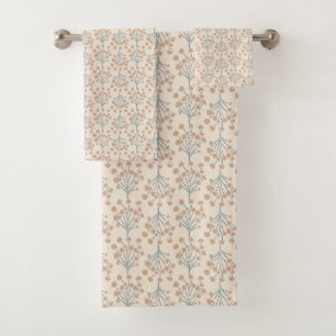 Trailing Meadow Vines Soft Botanical Terracotta Bath Towel Set