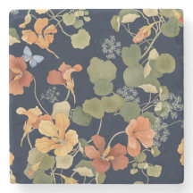 Trailing Nasturtiums Stone Coaster