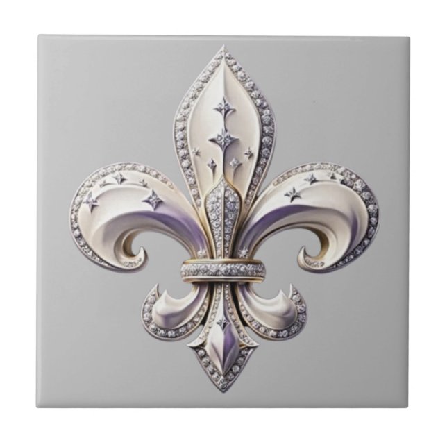 Trails I Travel Fleur De Lis Design Tile (Front)