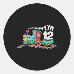 Train 12th Birthday Boy Train 12 Year Old For Kids Classic Round Sticker