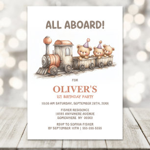 Train 1st Birthday Invitation