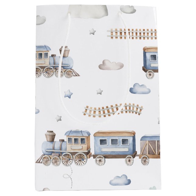 Train 2nd Birthday Chugga Two Two Medium Gift Bag (Front)