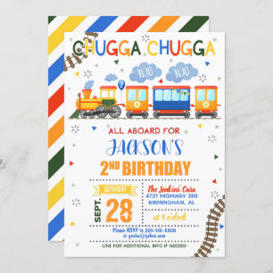 Train 2nd Birthday Invitation - Boy