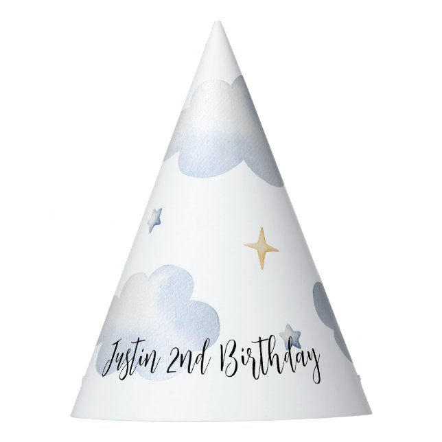 Train 2nd Birthday Pattern White Party Hat (Front)