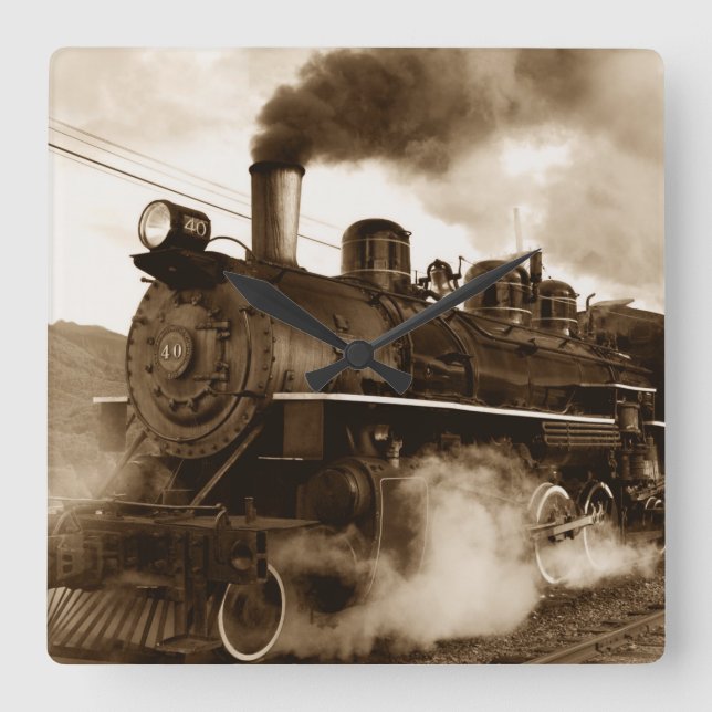Train 4 Wall Clocks & Numeral Options (Front)