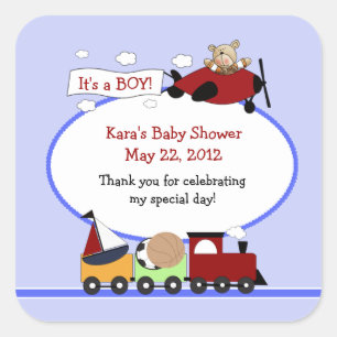 TRAIN AND AIRPLANE SQUARE Favour Sticker