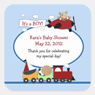 TRAIN AND AIRPLANE SQUARE Favour Sticker