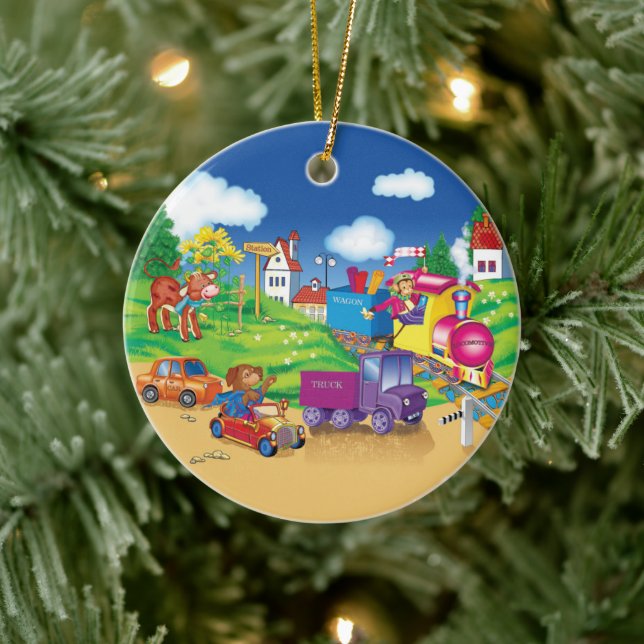 train and car ceramic tree decoration (Tree)