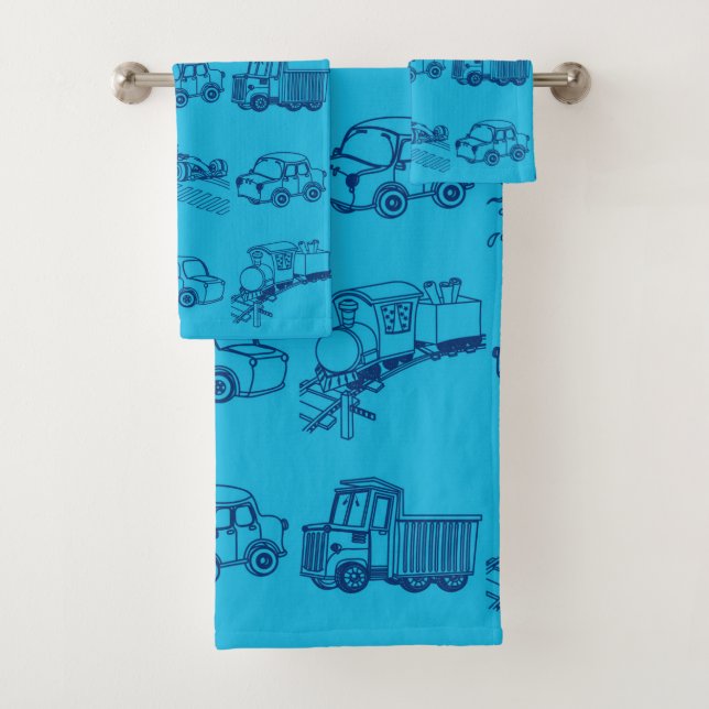 train and car for the boy bath towel set (Insitu)