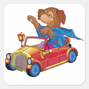 train and car square sticker