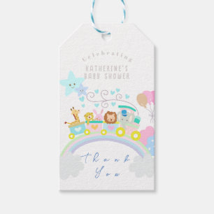 Train Animals Baby Pastel White Gift Tags