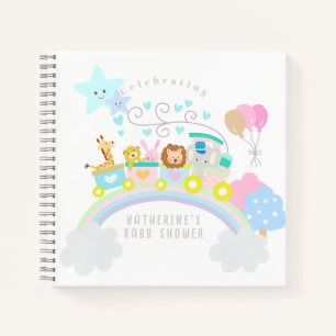 Train Animals Baby Pastel White Notebook