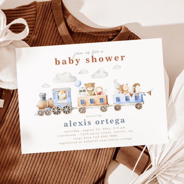 Train Animals Baby Shower Invitation | Train  (Creator Uploaded)