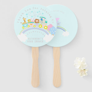 Train Animals Blue Hand Fan