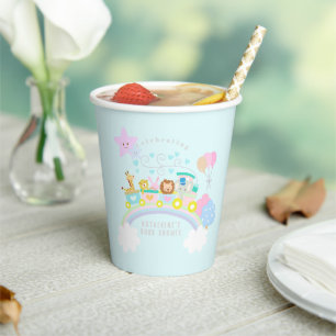 Train Animals Blue Paper Cups