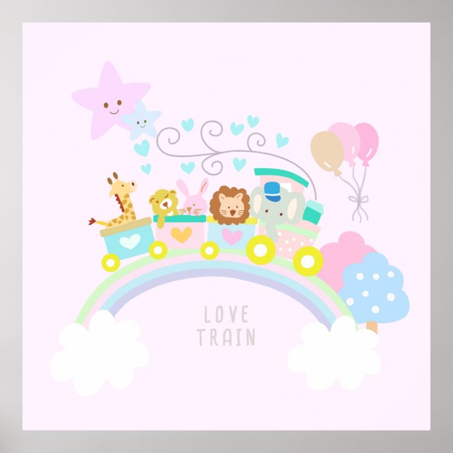 Train Animals Pink Poster (Front)